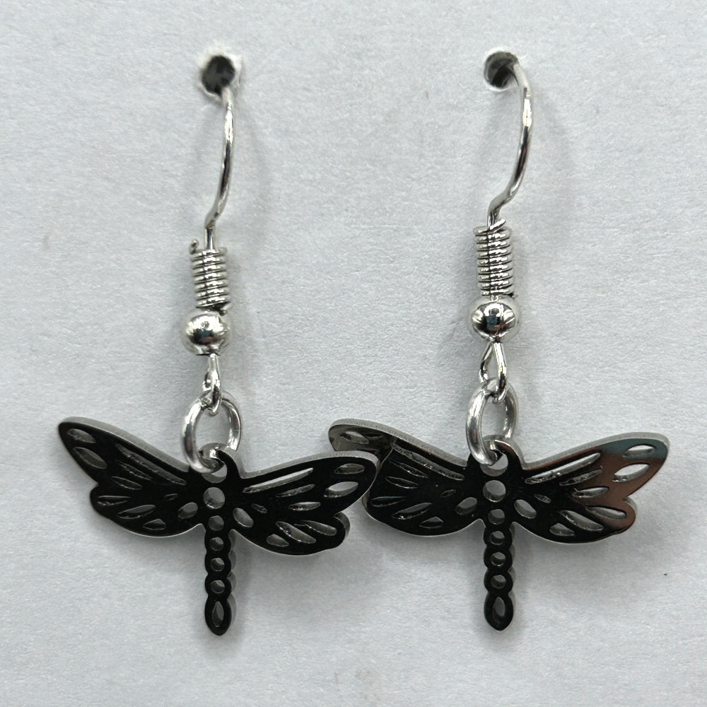 Simple Silver-Colored Dragonfly Earrings