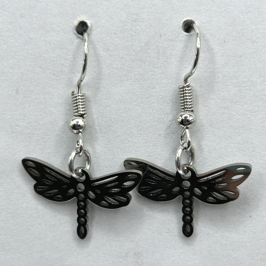 Simple Silver-Colored Dragonfly Earrings