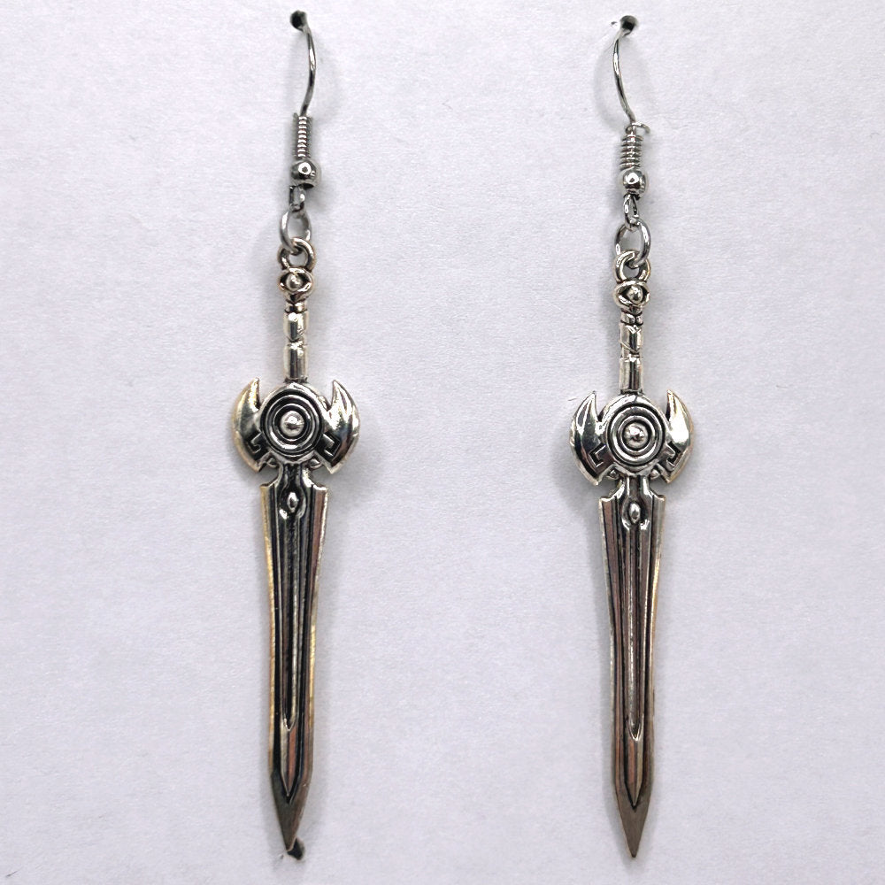 Sword Earrings with Circle Accent