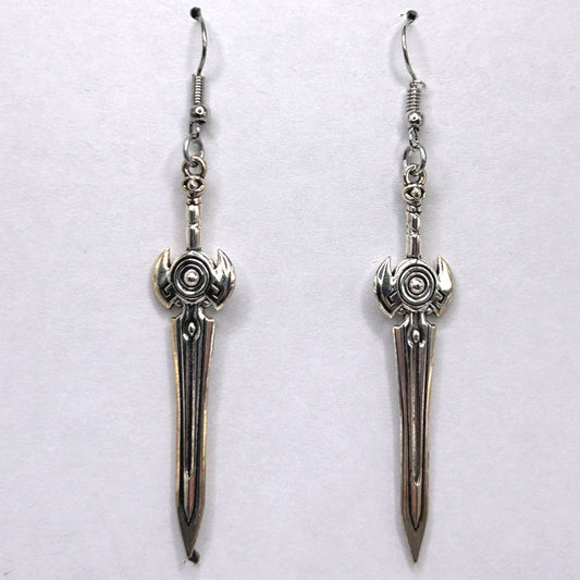 Sword Earrings with Circle Accent