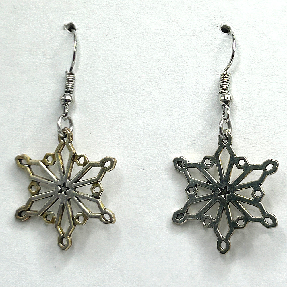 Medium Metal Snowflake Earrings