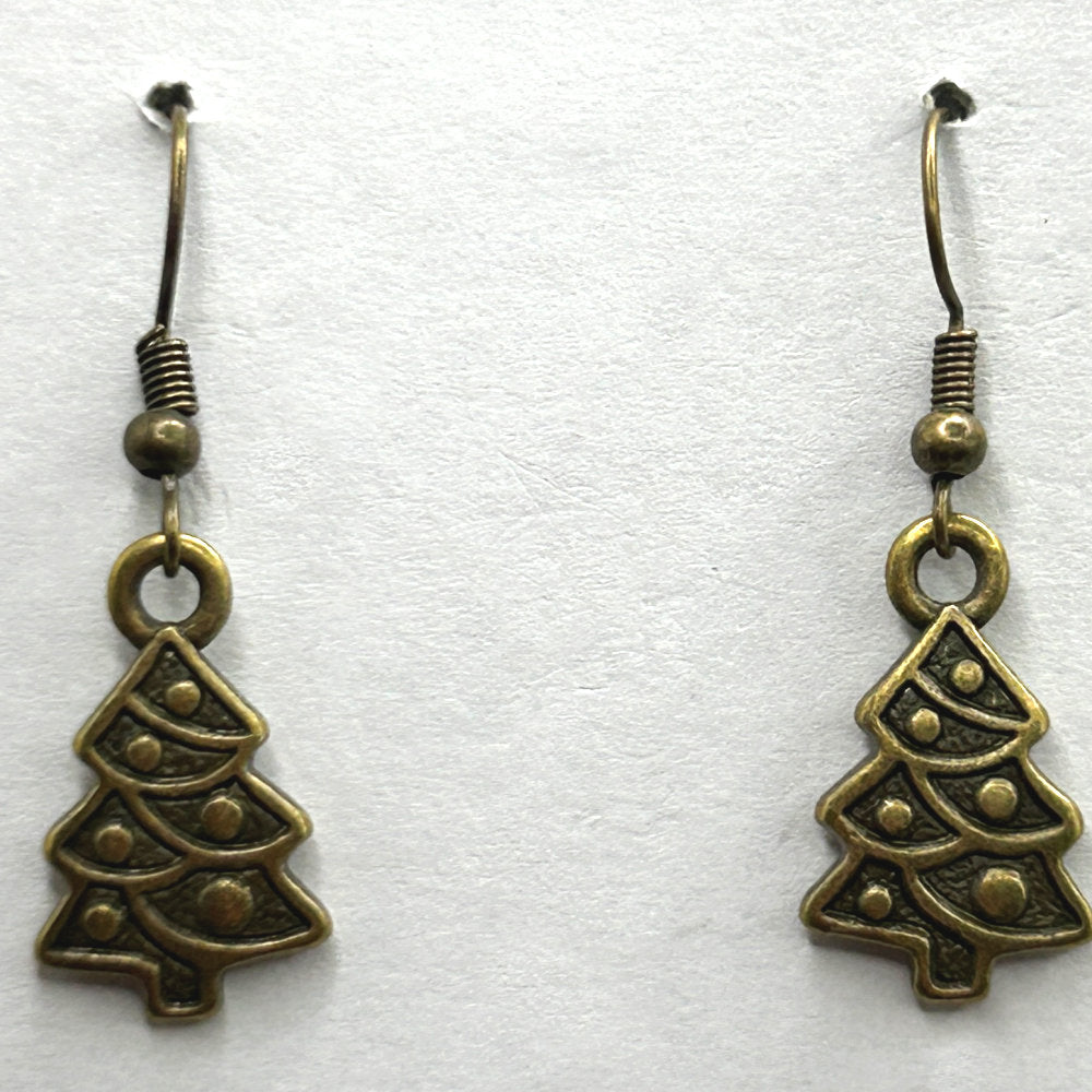 Bronze Christmas Tree Earrings