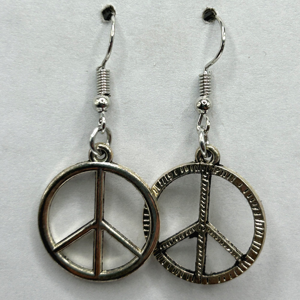 Simple Metal Peace Sign Earrings