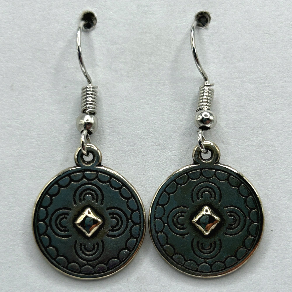 Southwest Embossed Circle Earrings
