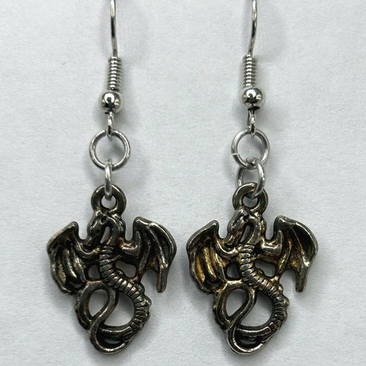 Swirled-Tail Dragon Earrings