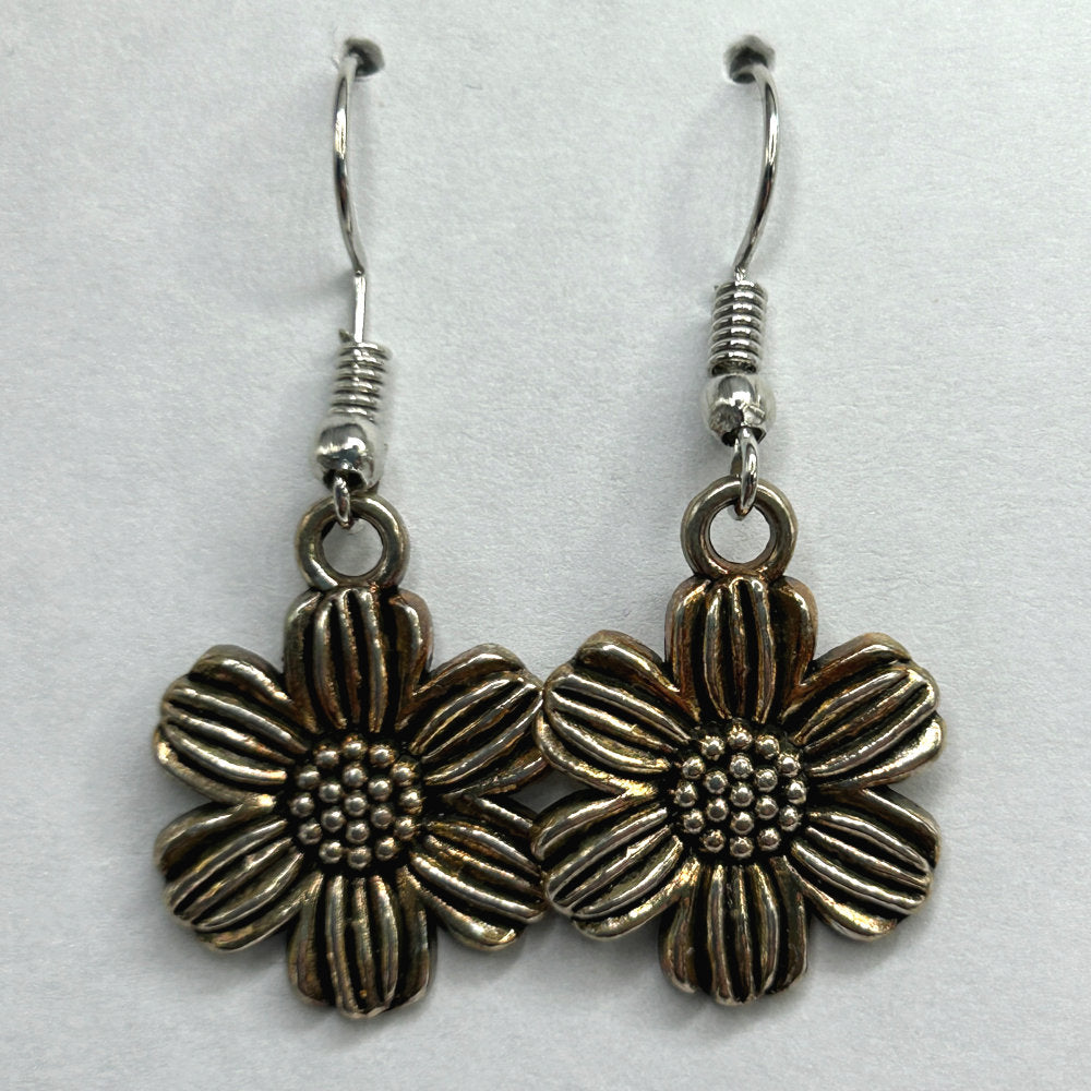 Metal Sunflower Earrings
