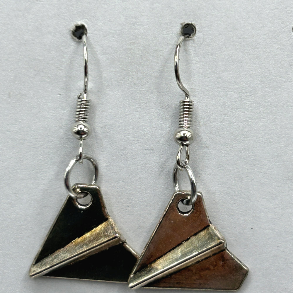 Metal Paper Airplane Earrings