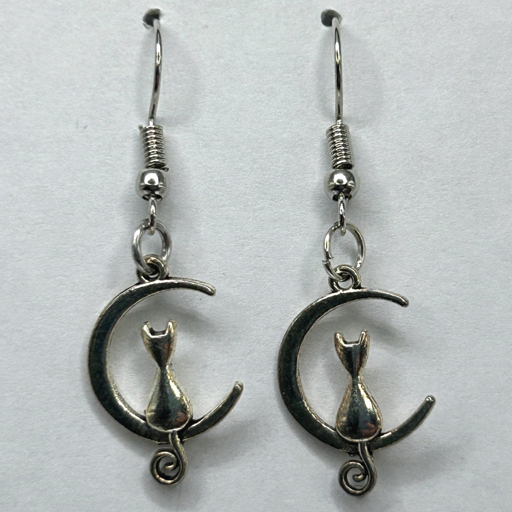 Cat on the Moon Earrings
