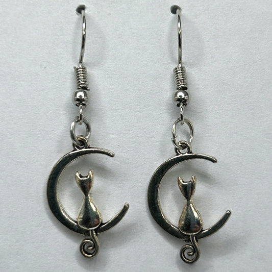 Cat on the Moon Earrings