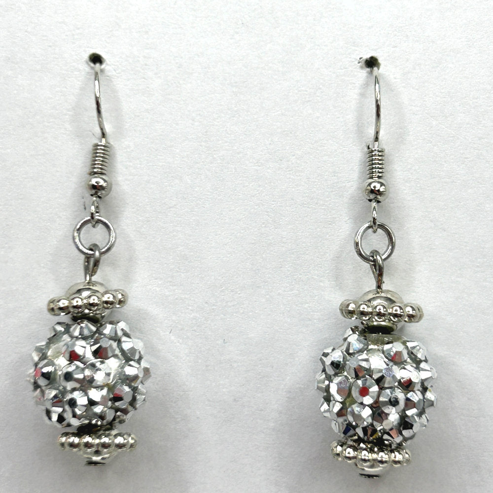 Studded Bright-Silver Ball Earrings