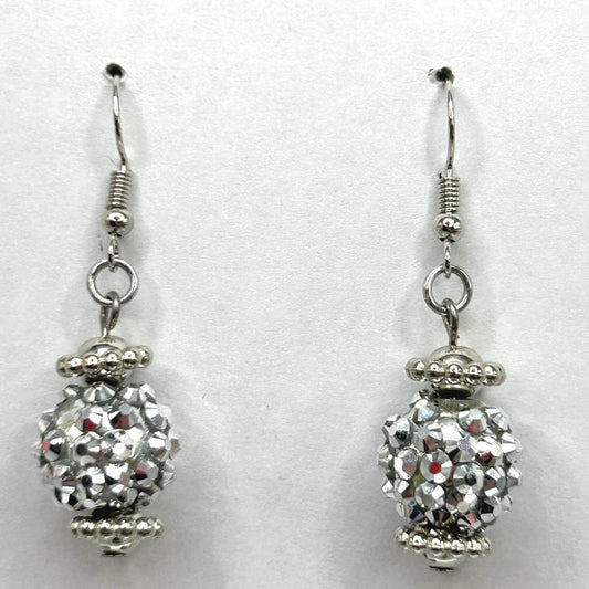 Studded Bright-Silver Ball Earrings