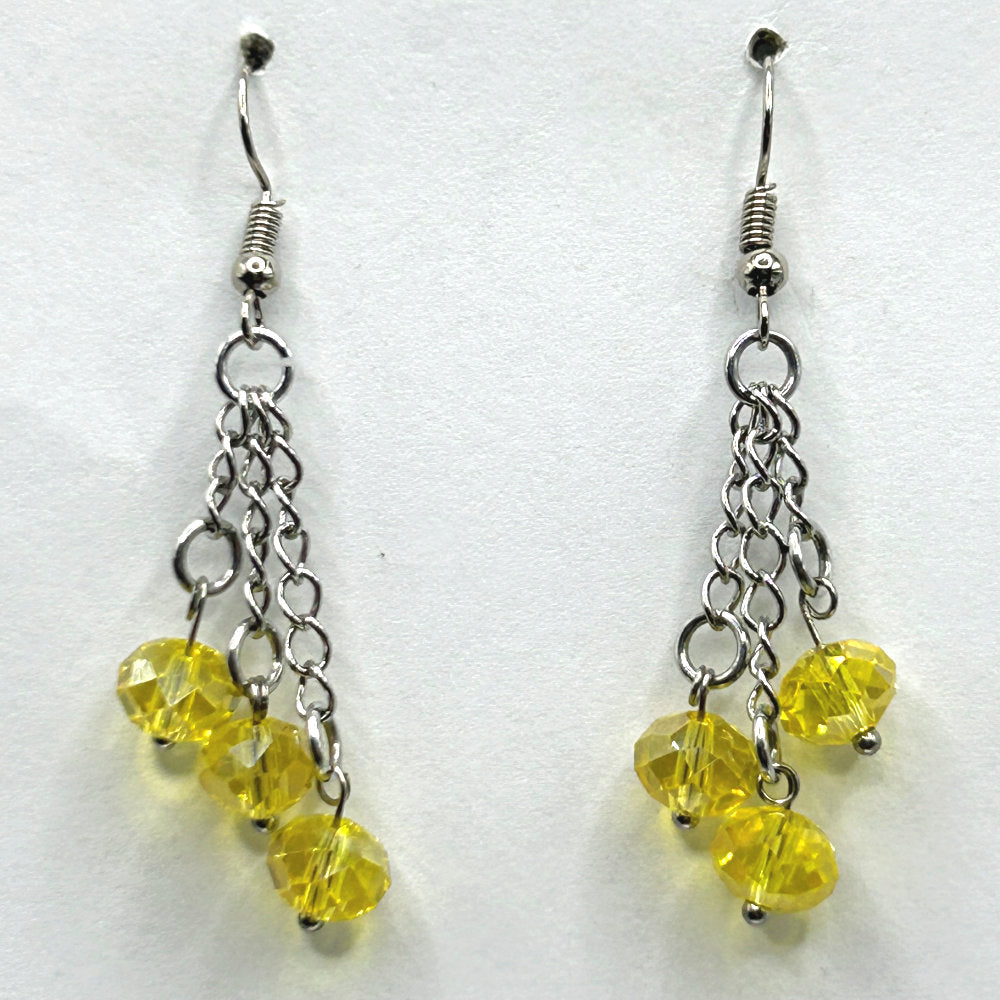Yellow Crystal Drop Earrings