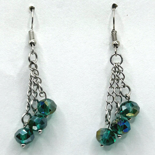 Green Crystal Drop Earrings