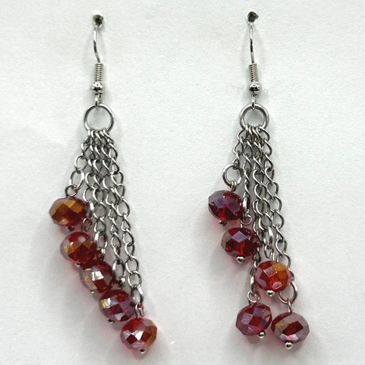 Red Crystal Dangle Earrings