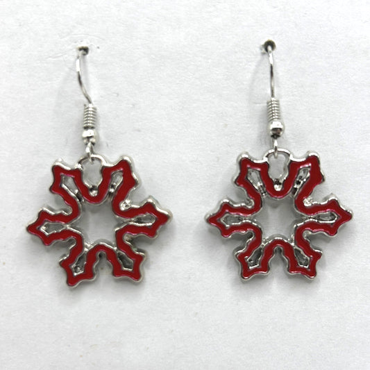 Red Enamel Snowflake Earrings