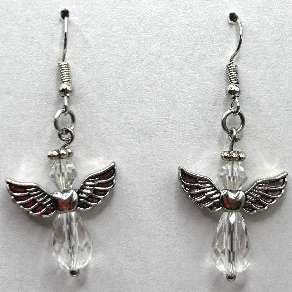 Angel Earrings with 'Up' Silver Wings