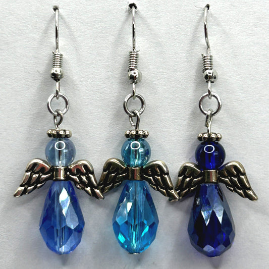 Angel Earrings with 'Down' Silver Wings