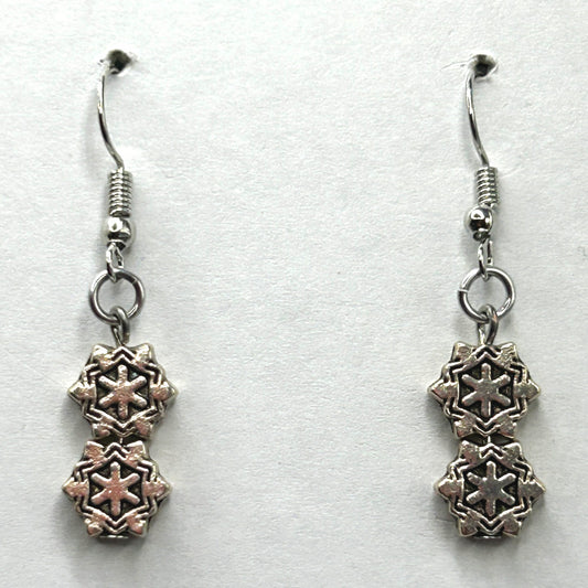 Double Snowflake Dangle Earrings