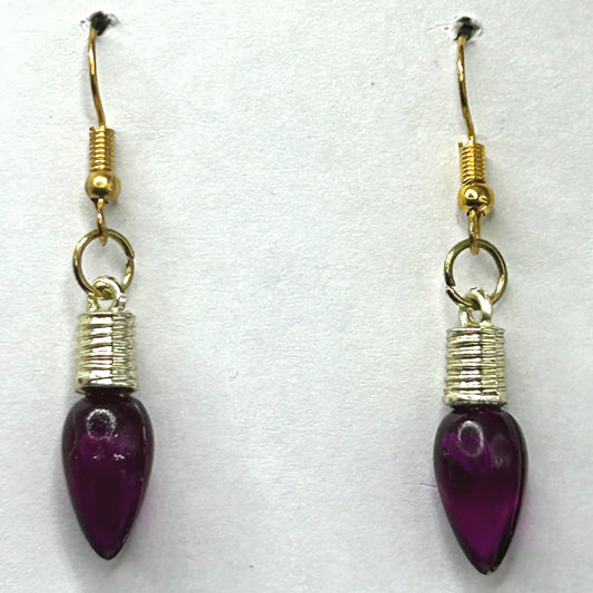 Small Faux Light Earrings - Purple