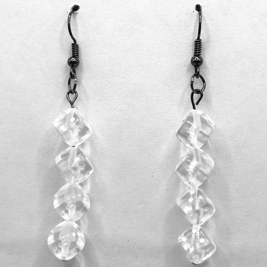 Clear White Quad Dice Earrings