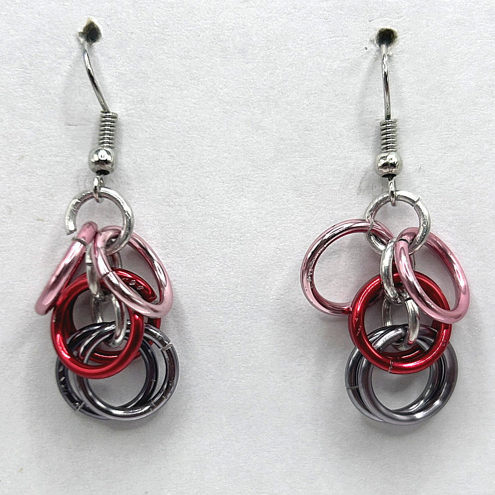 Pink and Gray Shaggy Loop Earrings