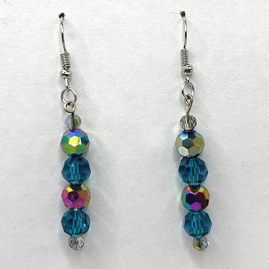 Sparkly Blue and Aurora Smoky Earrings