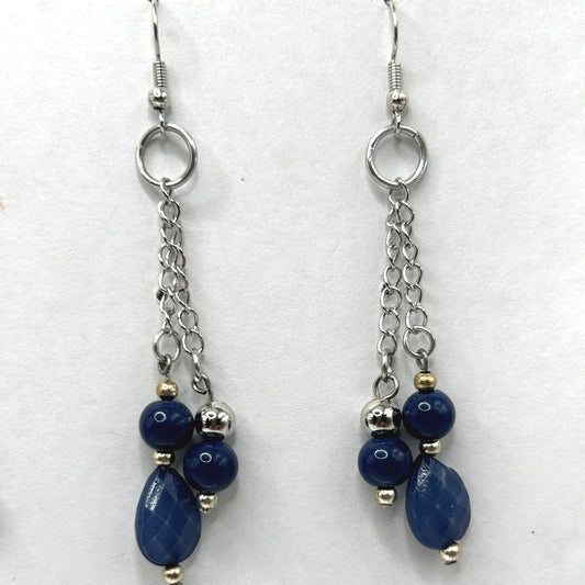 Long Blue Dangle Earrings