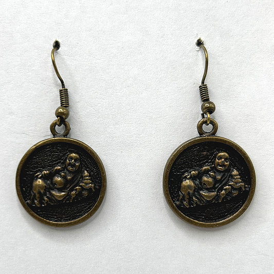 Bronze Resting Buddha Earrings