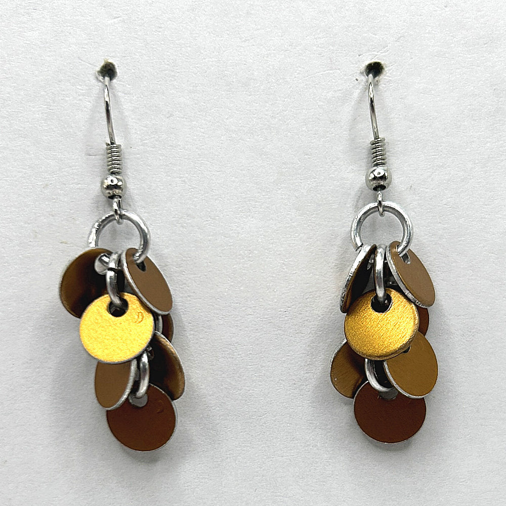 Orange-Gold Shaggy Tag Earrings