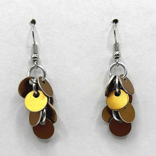 Orange-Gold Shaggy Tag Earrings