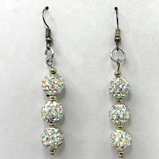 Super-Sparkly White Ball Drop Earrings