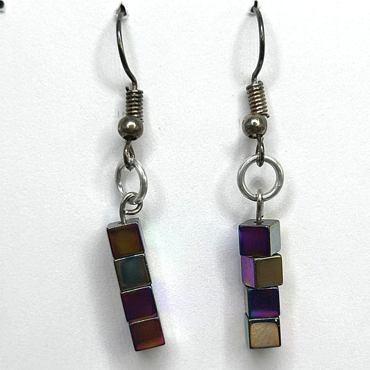Multicolor Metallic Tiny Cube Earrings