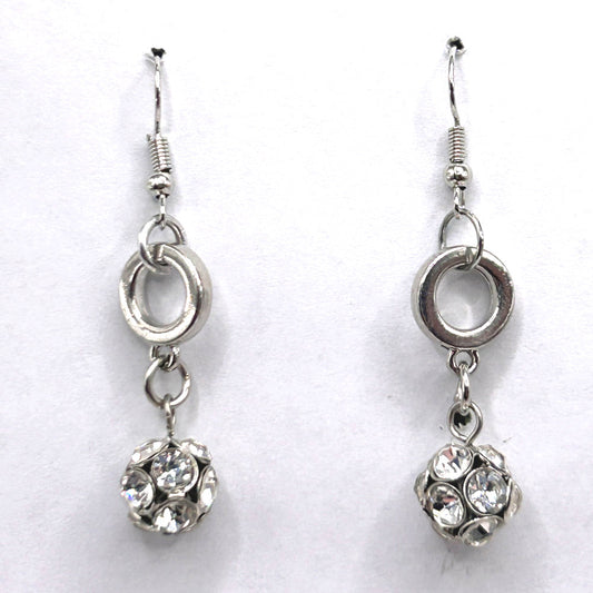 Rhinestone Ball-on-a-Ring Earrings
