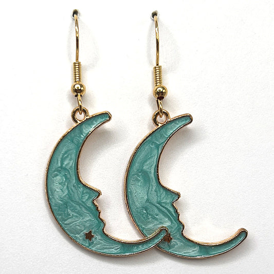 Blue Sliver Moon Earrings