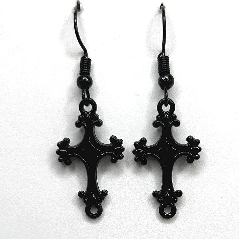Black Cross Earrings