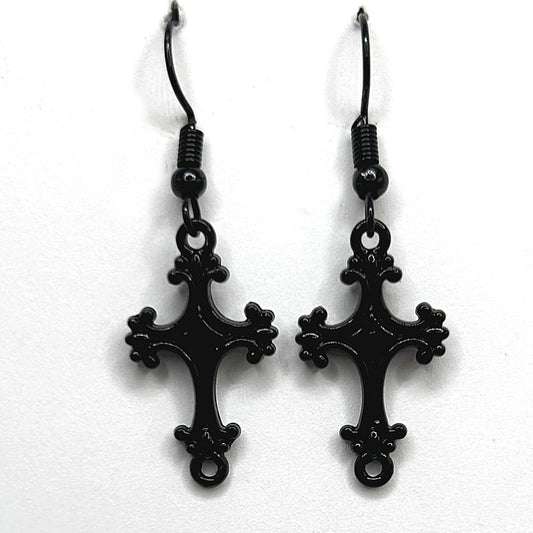 Black Cross Earrings