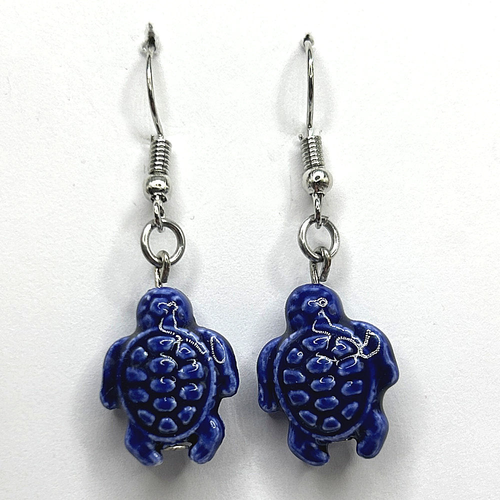 Dark Blue Turtle Earrings