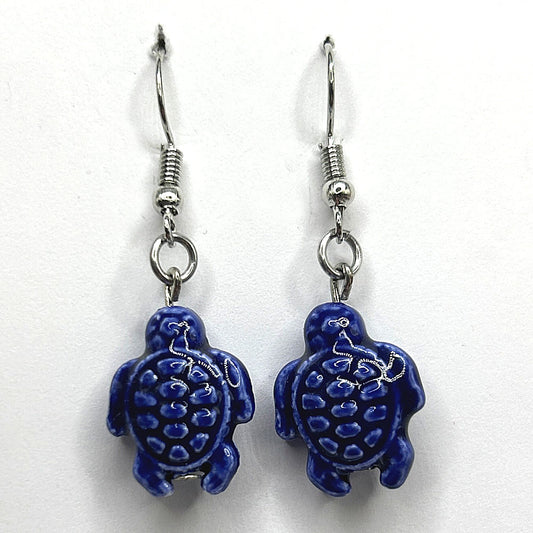 Dark Blue Turtle Earrings