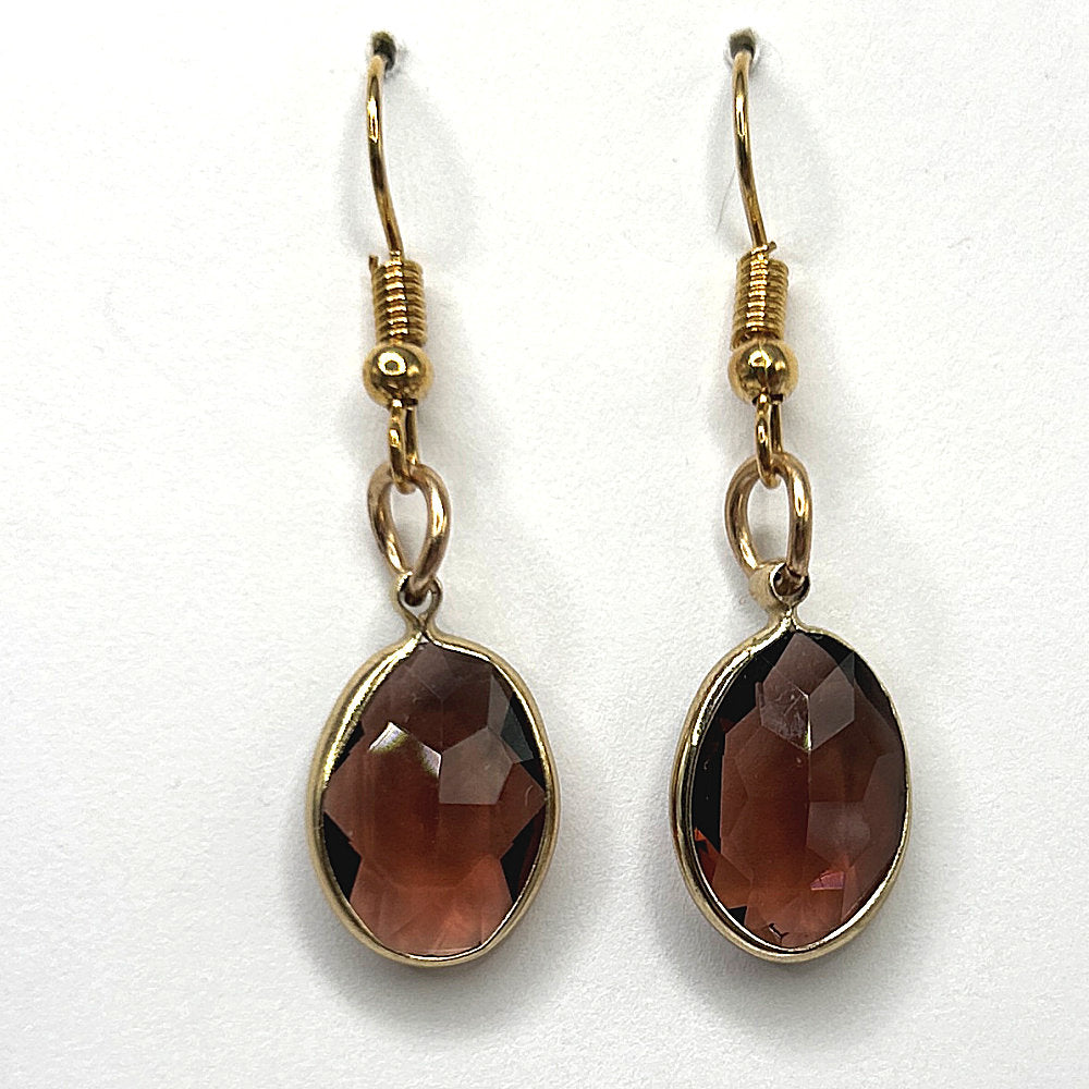 Brown Oval Drop Earrings