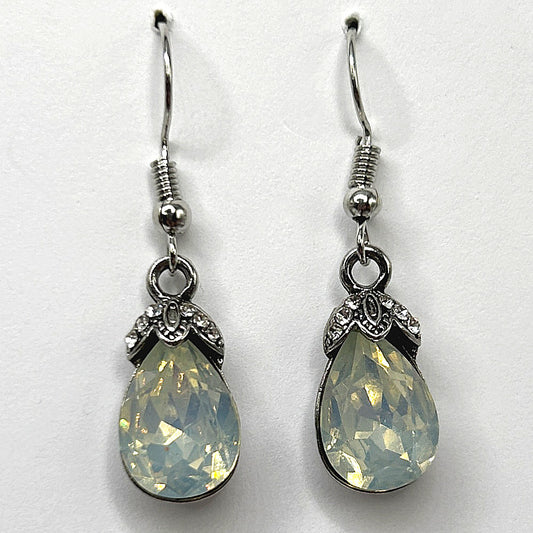Cloudy Teardrop Earrings with Rhinestone Accents