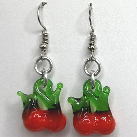 Glass Double Cherry Earrings