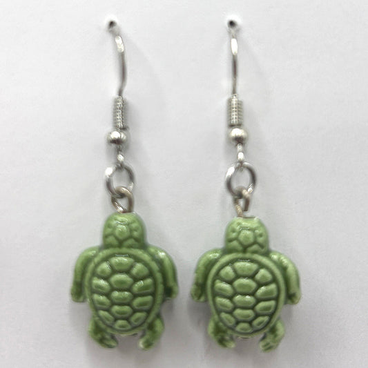 Green Turtle Earrings