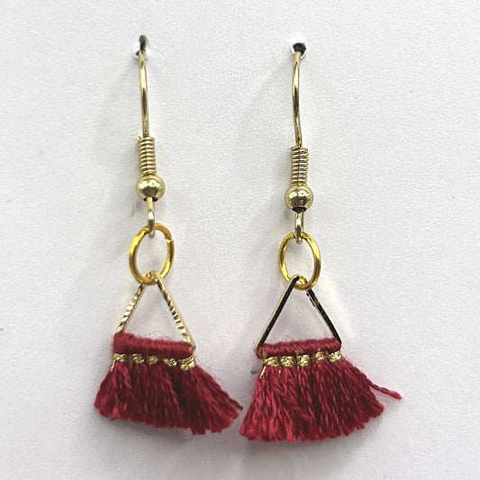 Triangle Red Tassel Earrings
