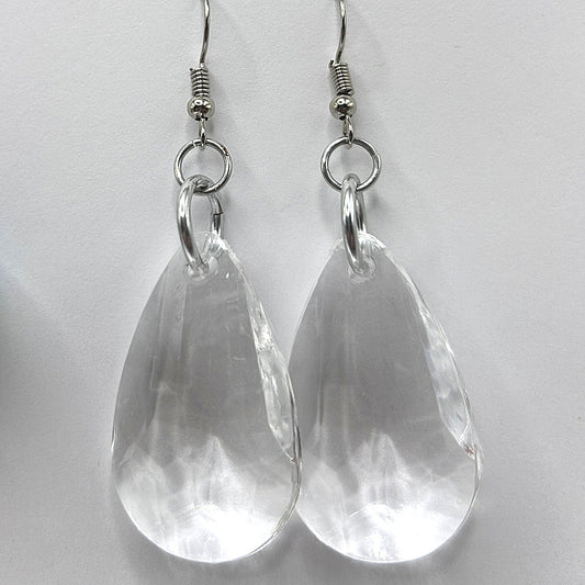 Large Clear Teardrop Earrings