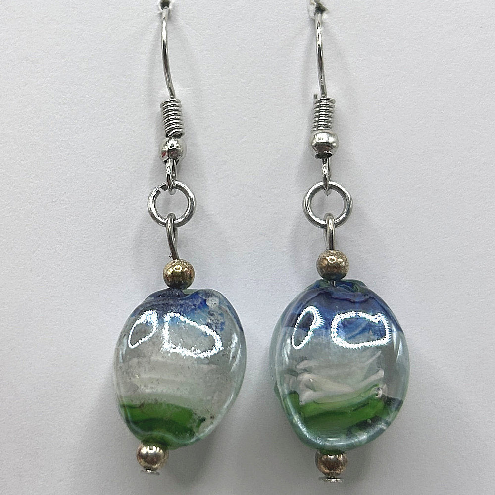 Blue, White, and Green Nugget Earrings