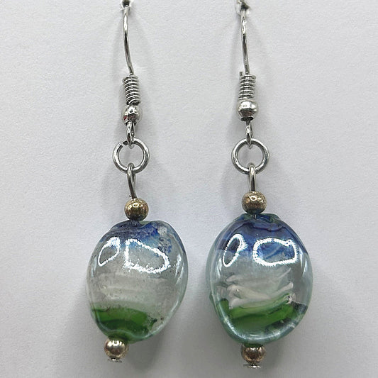 Blue, White, and Green Nugget Earrings