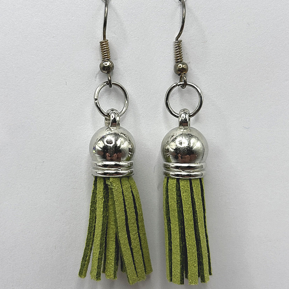 Dyed Faux Suede Tassel Earrings
