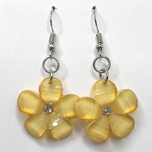 Yellow Sparkle Flower Earrings