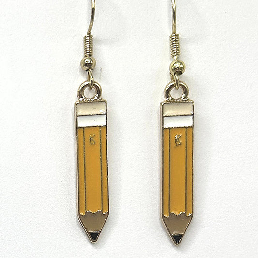 Yellow Student Pencil Earrings