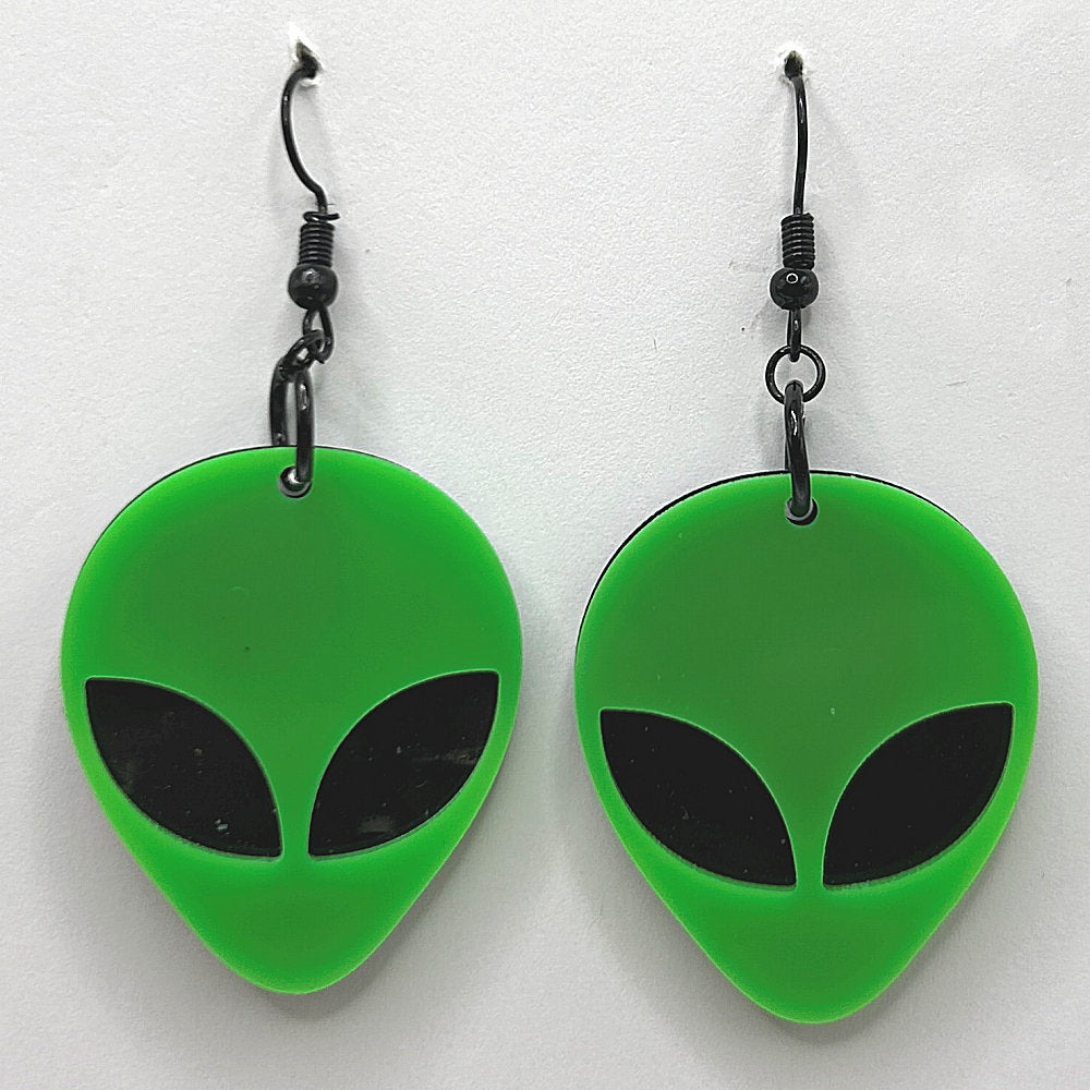Big Green Alien Earrings
